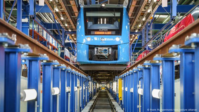 A picture of a prototype of Alstom's Coradia iLint hydrogen-powered train A picture of a prototype of Alstom's Coradia iLint hydrogen-powered train