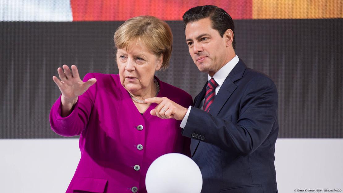 Ángela Merkel y Enrique Peña Nieto en la Feria de Hannover 2018.