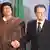 Shugaba Gaddafi, da Romano Prodi, shugaban Hukumar Kungiyar Hadin Kan Turai, yayin da yake yi masa marhaba a birnin Brussels.