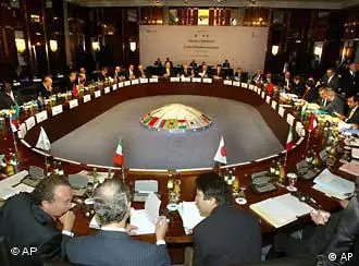 在柏林举行的二十国财政部长和中央银行行长会议会场