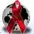 Знак, символизирующий солидарность с больными СПИДом, изображенный на фоне земного шара