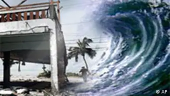 Symbolbild Grafik Seebeben Tsunami Erdbeben Flutkatastrophe