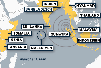 Karte Flutkatastrophe Seebeben Südasien 29.12.04