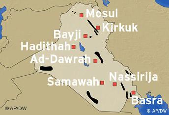 Karte Ölfelder in Irak Deutsch