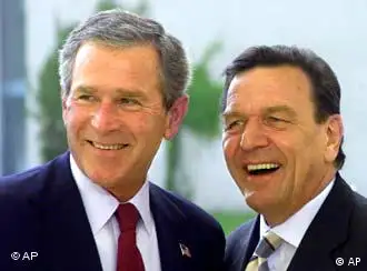President George Bush and former Chancellor Gerhard Schroeder