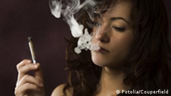 Woman smoking cannabis