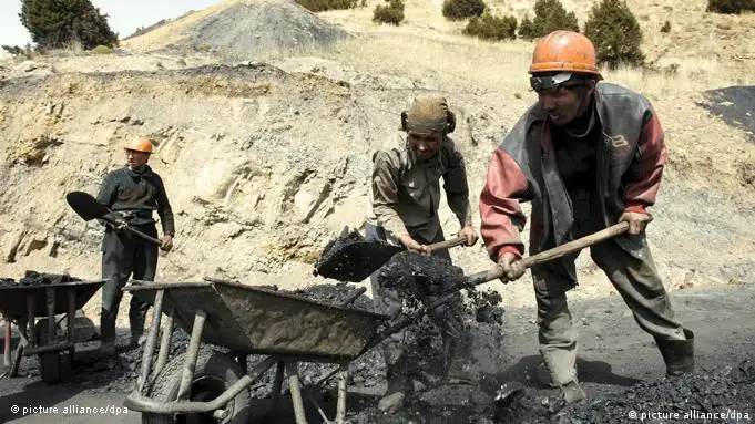 A picture made available on 02 July 2010 shows Afghan men working at a coal-mine in Herat province western Afghanistan on 10 March 2010. News broke on 14 June 2010 that Afghanistan has nearly 1 trillion dollars in untouched mineral deposits including lithium, iron, copper, cobalt and gold, referring to US government estimates. The deposits could turn Afghanistan into one of the most important mining centres in the world. However, with almost no mining industry infrastructure in place, it would take Afghanistan decades to fully exploit the mineral reserves. EPA/HOSSEIN FATEMI pixel