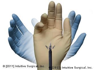 A gloved hand showing range of motion for the Da Vinci medical robot