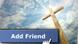 A Facebook "add friend" message and a crucifix A Facebook "add friend" message and a crucifix