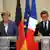 epa02868606 German Chancellor Angela Merkel (L) and French President Nicolas Sarkozy (R) deliver a press conference at the Elysee Palace, in Paris, France, 16 August 2011. German Chancellor Angela Merkel arrived in Paris for a meeting with Sarkozy that was being closely watched by investors for signs of a more unified European approach to saving the eurozone from its mountains of debt. EPA/HORACIO VILLALOBOS +++(c) dpa - Bildfunk+++