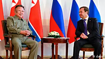 Russland Nordkorea Treffen Dmitri Medwedew und Kim Jong Il in Ulan Ude