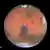 Dar Mars als Planet im schwarzen Weltraum. Das Bild wurde vom Hubble-Weltraum-Teleskop aufgenommen. Am oberen Bildrand ist die Nord-Polar-Kappe des Mars sichtbar. unbekannt unbekannt Copyright NASA