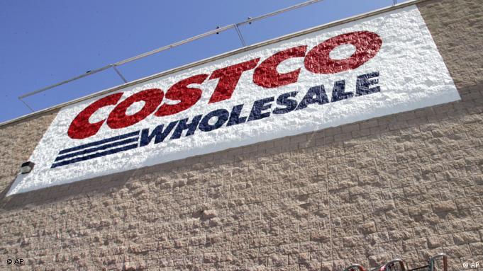 A logo for US wholesaler Costco is painted on a wall in Mountain View, California