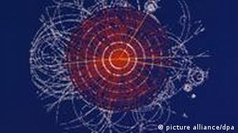 Illustration des Zerfalls eines fiktiven Higgs-Boson