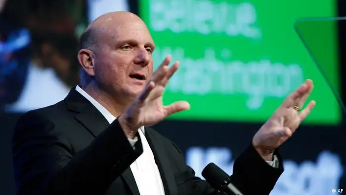 Microsoft Corp. CEO Steve Ballmer speaks Tuesday, Nov. 15, 2011, at the company's annual shareholders meeting in Bellevue, Wash. (AP Photo/Ted S. Warren)
