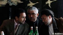 Afghan Chairman of National Front Ahmed Zia Massoud (L-R) Leader of the National Islamic Movement of Afghanistan General Abdul Rashid Dostum and Leader of the People's Unity Party of Afghanistan Haji Mohammad Mohaqiq address a news conference after talks between U.S. members of Congress and Northern Alliance representatives in Berlin January 9, 2012. REUTERS/Tobias Schwarz (GERMANY - Tags: POLITICS)