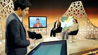 Gemeinsame Talksendung mit Al Hayah TV: Jugend diskutiert, hier im Studio in Berlin