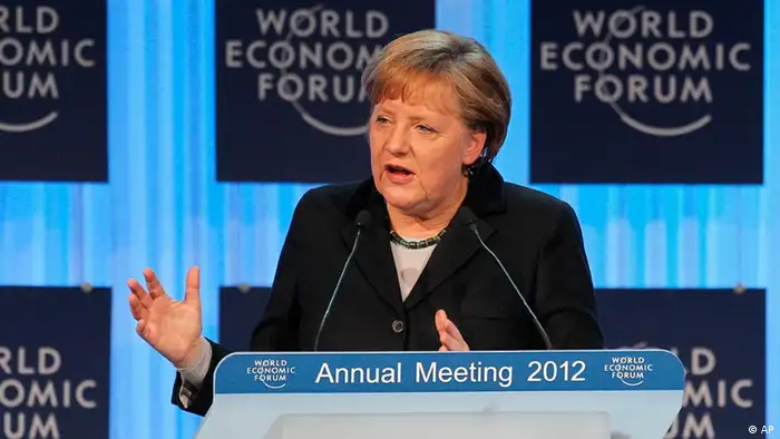 Angela Merkel lors de son discours à Davos le 25 janvier
