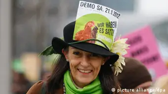 Frau auf Demo Grüne Woche