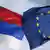 Fotomontage Flaggen Serbien EU Symbolbild Montage
