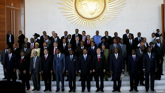 African leaders pose for a group photograph with U.N. Secretary-General Ban Ki-moon during the 18th African Union (AU) summit in Ethiopia's capital Addis Ababa January 29, 2012. REUTERS/Noor Khamis (ETHIOPIA - Tags: POLITICS)