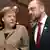 Bundeskanzlerin Angela Merkel und der Präsident des Europa-Parlaments, Martin Schulz, beim EU-Gipfel (Foto: dapd)