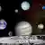 Sonnensystem: fotorealistische Grafik von Planetenansammlung mit Erde im Weltraum von der Mondoberfläche aus gesehen. Das Bild ist eine Montage mehrer Photos der Voyager-Mission. Es zeigt die Planeten des Sonnensystems und vier der Jupiter-Monde. unbekannt unbekannt Copyright NASA