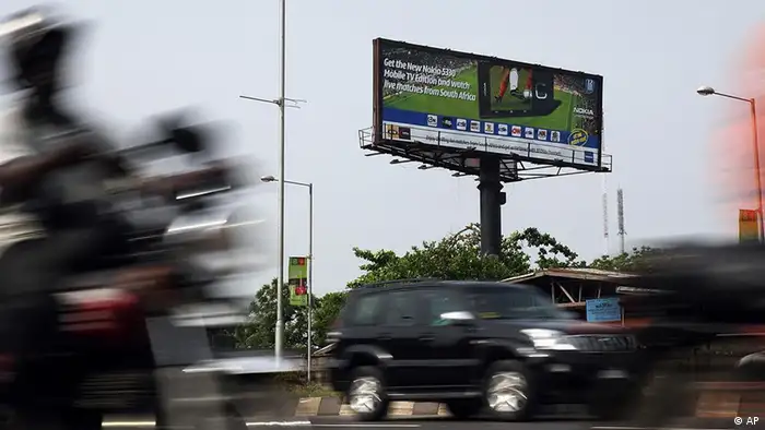 Une publicité pour l'entreprise de téléphonie Nokia, à Lagos
