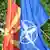 Mazedonien NATO Mazedonische Fahne und NATO Fahne