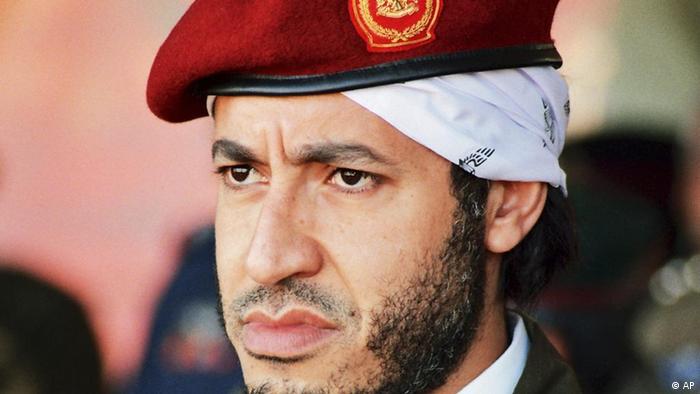 Al-Saadi Gadhafi,son of the late Libyan leader Moammar Gadhafi, watches a military exercise by the elite military unit commanded by his brother, Khamis, in Zlitan, Libya