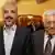In this photo provided by the office of Khaled Meshaal, Palestinian Hamas leader Khaled Mashaal, left, and Palestinian President Mahmoud Abbas are seen together during their meeting in Cairo, Egypt, Thursday, Nov. 24, 2011. The long-estranged leaders of the two rival Palestinian political movements said Thursday they significantly narrowed differences and opened a new page in relations in reconciliation talks in Cairo. (Foto:Office of Khaled Meshaal/AP/dapd) EDITORIAL USE ONLY, NO SALES
