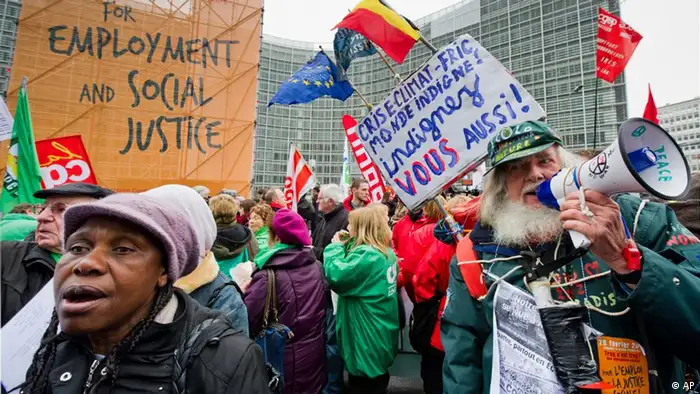 Manifestation à Bruxelles pour plus de justice sociale et contre les cures d'austérité