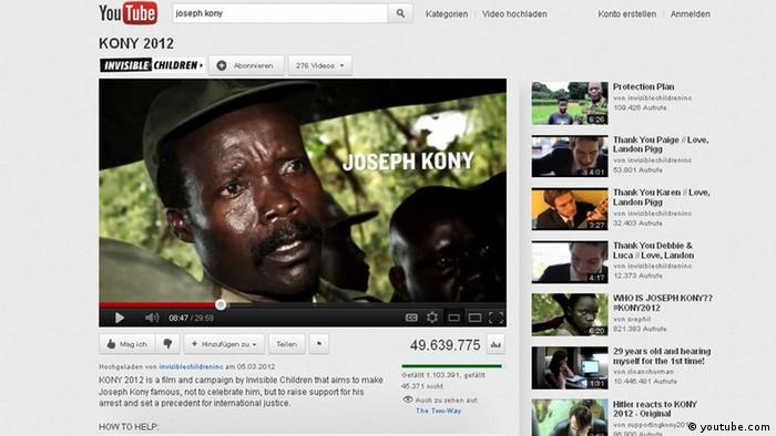 Screenshot des 'Kony 2012'- Youtube-Videos