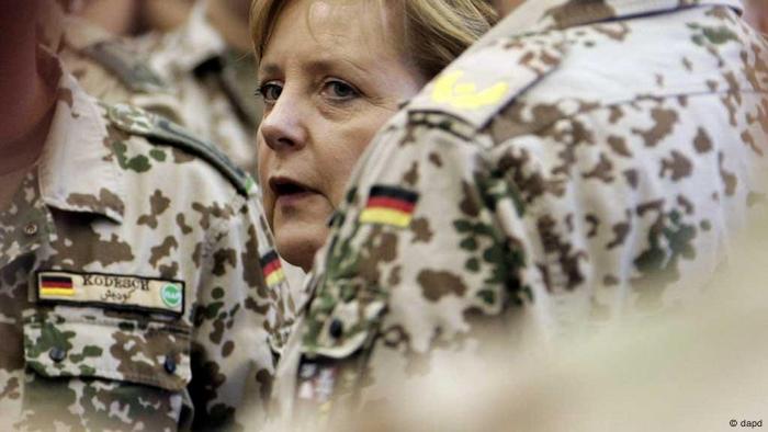 German Chancellor Angela Merkel visiting soldiers in Mazar-i-Sharif, Afghanistan in 2007