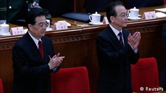 Wen Jiabao und Hu Jintao beim Chinesischen Volkskongress 2012 (Foto: Reuters)