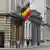 Belgian flags fly at half mast outside the Belgian parliament in Brussels