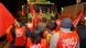 Workers in a picket line block the way of a garbage truck in Lisbon Workers in a picket line block the way of a garbage truck in Lisbon