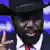 BRUSSELS, March 20, 2012 President of South Sudan Salva Kiir Mayardit speaks during a press briefing after meeting with President of European Commission Jose Manuel Barroso (not seen) at the EU headquarters in Brussels, capital of Belgium, March 20, 2012