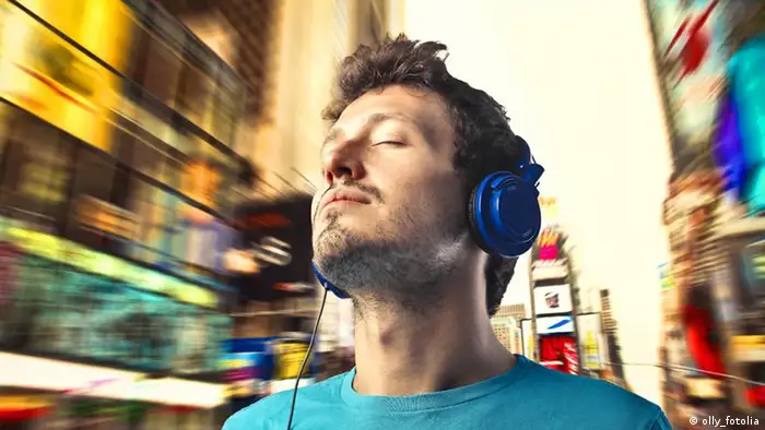 Man listening to music with his headphones on