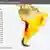 Karte Südamerikas mit Flächendichteinformation zur täglichen Sonnenstrahlung und Energieleistung.