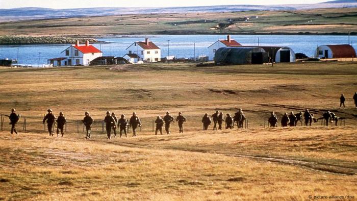 Argentine troops in the Falklands in 1982