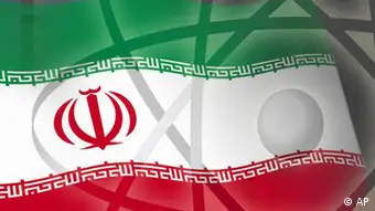 Atomsymbol vor iranischer Flagge