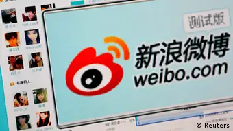 China Internet Kurznachrichtendienst Weibo Internetseite mit Logo