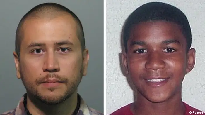 Headshots of neighborhood watch volunteer George Zimmerman (R) who has been charged with second-degree murder of unarmed black teenager Trayvon Martin (L) are seen in this combination photograph from a Seminole County, Florida, Sheriff's Office booking photograph taken on April 11, 2012 and an undated handout photo released by the Martin family public relations representative . A special prosecutor in Florida charged Zimmerman with second-degree murder on April 11, 2012 in the shooting death of Martin, a move protesters had demanded for weeks in a racially charged case that has riveted the United States. REUTERS/Handouts (UNITED STATES - Tags: CRIME LAW POLITICS) THIS IMAGE HAS BEEN SUPPLIED BY A THIRD PARTY. IT IS DISTRIBUTED BY REUTERS, AS A SERVICE TO CLIENTS. FOR EDITORIAL USE ONLY. NOT FOR SALE FOR MARKETING OR ADVERTISING CAMPAIGNS. THIS IMAGE HAS BEEN SUPPLIED BY A THIRD PARTY. IT IS DISTRIBUTED BY REUTERS, AS A SERVICE TO CLIENTS
