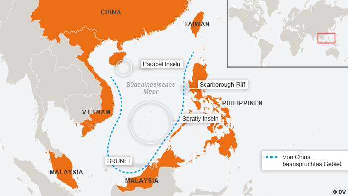 Karte Südchinesisches Meer Besitzanspruch China