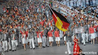 Athletes of Germany at the opening of the Olympics in Beijing.