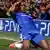 Chelsea's Didier Drogba reacts after scoring a goal against Barcelona during their Champions League semifinal first leg soccer match at Chelsea's Stamford Bridge stadium in London,Wednesday, April 18, 2012.