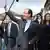 epa03192221 French Socialist Party (PS) candidate for the 2012 French presidential election, Francois Hollande (C) waves to onlookers after casting his vote for the first round of France's presidential elections at a polling station in Tulle, France, 22 April 2012. Walking behind him is French journalist Valerie Trierweiler (R), partner of Socialist Party (PS) candidate Francois Hollande. France was voting 22 April in a first round of a presidential election, in which Socialist frontrunner Francois Hollande is tipped to defeat incumbent French President Nicolas Sarkozy. EPA/CAROLINE BLUMBERG +++(c) dpa - Bildfunk+++