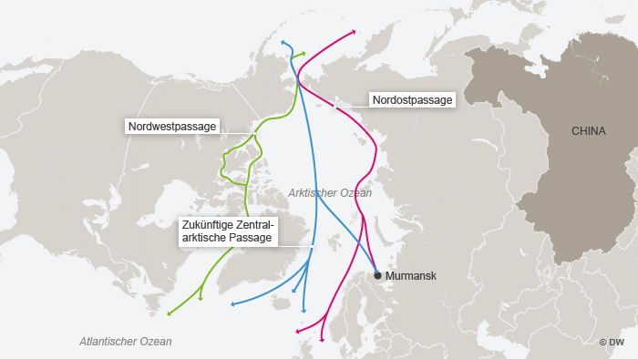 Schifffahrtsrouten in der Arktis (DW-Infografik: Peter Steinmetz)