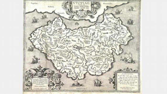 Карта острова Утопия из книги XVI века